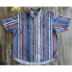 Vintage Wrangler Western Shirt XXL 18-18.5 Striped‎ Cowboy Rodeo Short Sleeve